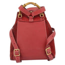 GUCCI Bamboo Backpack Suede Red Gold 003 2058 0030 Auth 181155-2