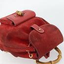 GUCCI Bamboo Backpack Suede Red Gold 003 2058 0030 Auth 181155-6