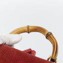GUCCI Bamboo Backpack Suede Red Gold 003 2058 0030 Auth 181155-8