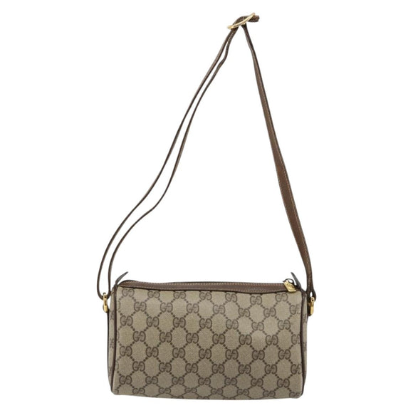 GUCCI GG Supreme Web Sherry Line Bag PVC Beige Gold 89 02 018 Auth 181156