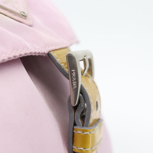 PRADA Rugzak Nylon Roze Zilver Auth 181159