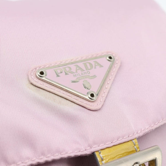 PRADA Rugzak Nylon Roze Zilver Auth 181159