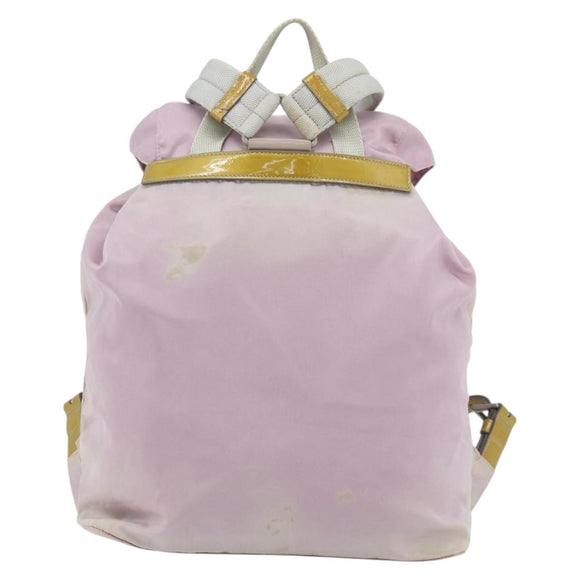 PRADA Rugzak Nylon Roze Zilver Auth 181159