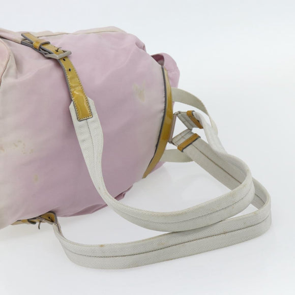PRADA Rugzak Nylon Roze Zilver Auth 181159