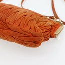 Miu Miu Matelassé Schoudertas Leer Oranje Goud Auth 181161-14