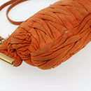 Miu Miu Matelassé Schoudertas Leer Oranje Goud Auth 181161-15