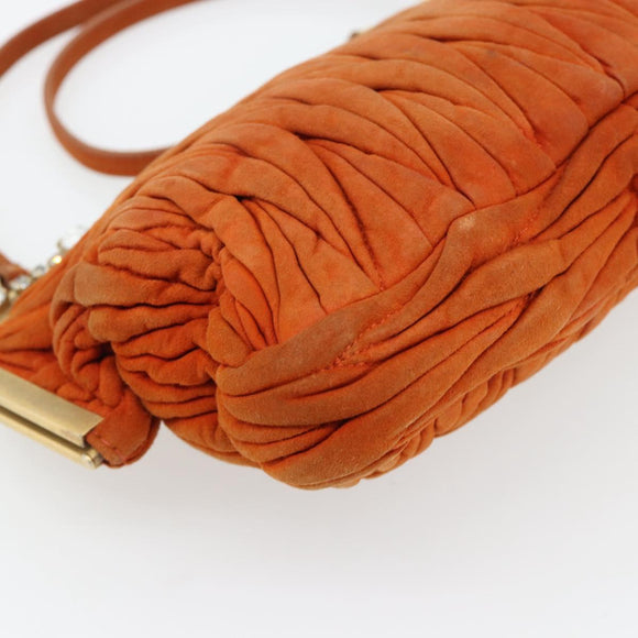 Miu Miu Matelassé Schoudertas Leer Oranje Goud Auth 181161