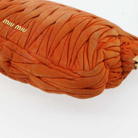Miu Miu Matelassé Schoudertas Leer Oranje Goud Auth 181161