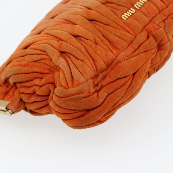 Miu Miu Matelassé Schoudertas Leer Oranje Goud Auth 181161