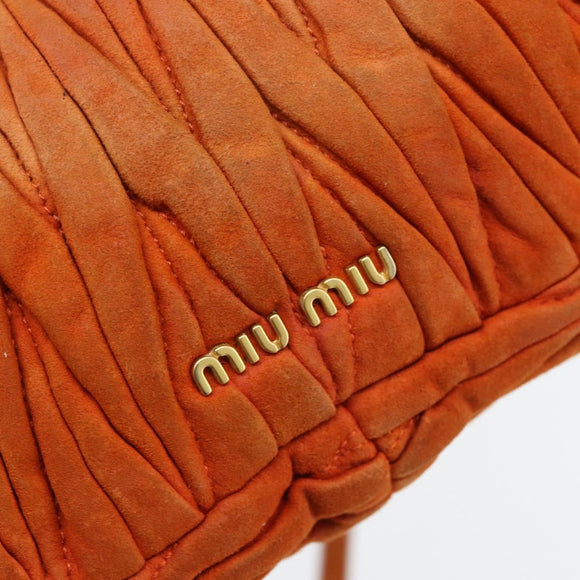 Miu Miu Matelassé Schoudertas Leer Oranje Goud Auth 181161