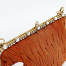 Miu Miu Matelassé Schoudertas Leer Oranje Goud Auth 181161-10