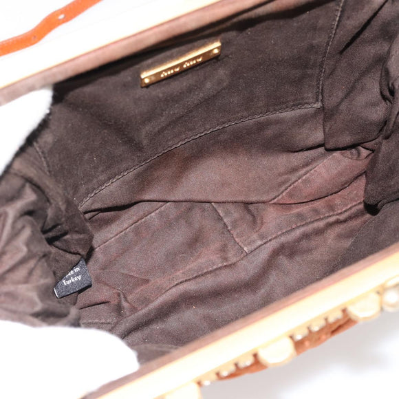 Miu Miu Matelassé Schoudertas Leer Oranje Goud Auth 181161