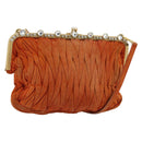 Miu Miu Matelassé Schoudertas Leer Oranje Goud Auth 181161-1