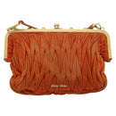 Miu Miu Matelassé Schoudertas Leer Oranje Goud Auth 181161-2