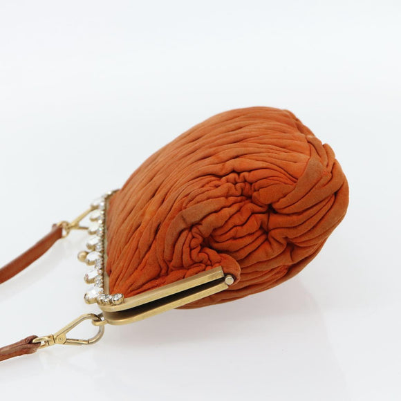 Miu Miu Matelassé Schoudertas Leer Oranje Goud Auth 181161