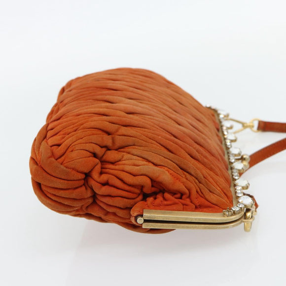 Miu Miu Matelassé Schoudertas Leer Oranje Goud Auth 181161