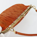 Miu Miu Matelassé Schoudertas Leer Oranje Goud Auth 181161-6