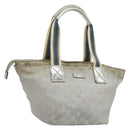 GUCCI GG Canvas Sherry Line Hand Bag Silver Gray 131228 Auth 181162-1