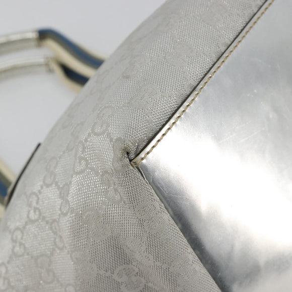 GUCCI GG Canvas Sherry Line Hand Bag Silver Gray 131228 Auth 181162