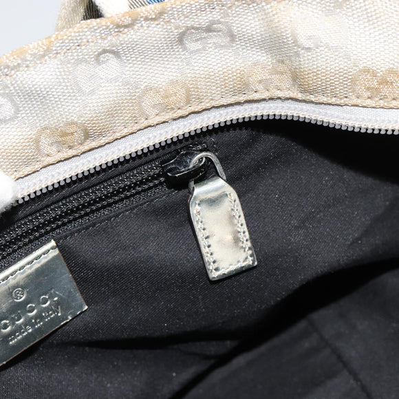 GUCCI GG Canvas Sherry Line Hand Bag Silver Gray 131228 Auth 181162