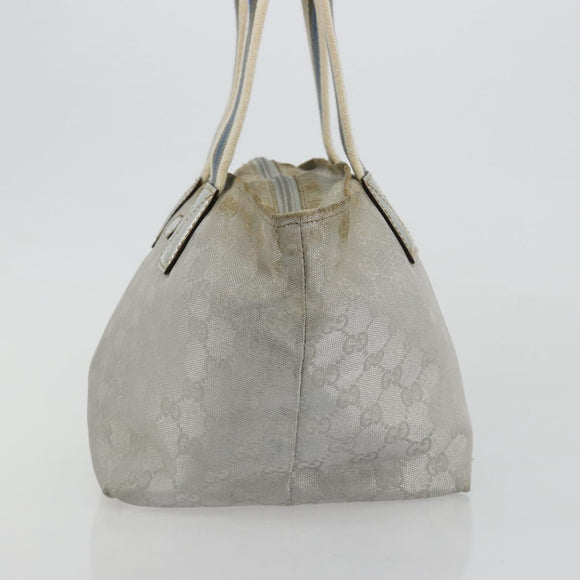 GUCCI GG Canvas Sherry Line Hand Bag Silver Gray 131228 Auth 181162