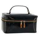 GUCCI Bamboo Vanity Hand Bag Patent leather Black Gold Auth 181163-1