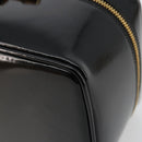 GUCCI Bamboo Vanity Hand Bag Patent leather Black Gold Auth 181163-14