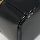 GUCCI Bamboo Vanity Hand Bag Patent leather Black Gold Auth 181163-17