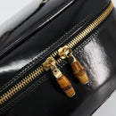 GUCCI Bamboo Vanity Hand Bag Patent leather Black Gold Auth 181163-9