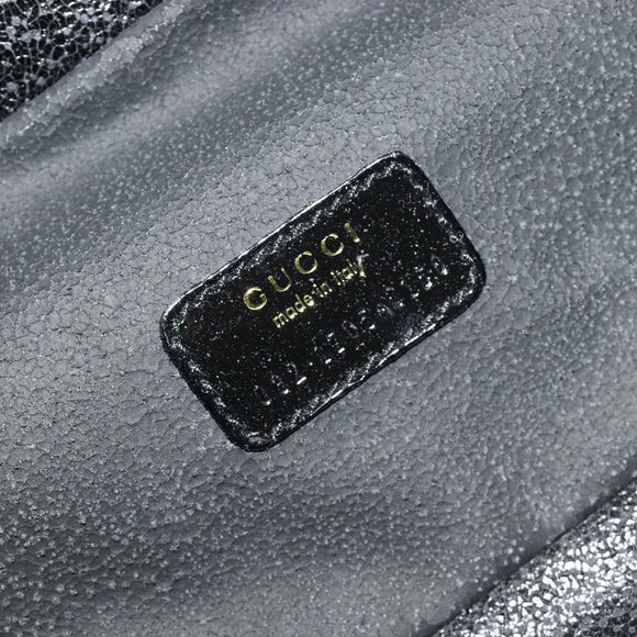 GUCCI Bamboo Vanity Hand Bag Patent leather Black Gold Auth 181163