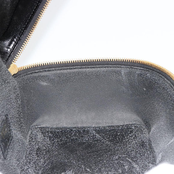 GUCCI Bamboo Vanity Hand Bag Patent leather Black Gold Auth 181163