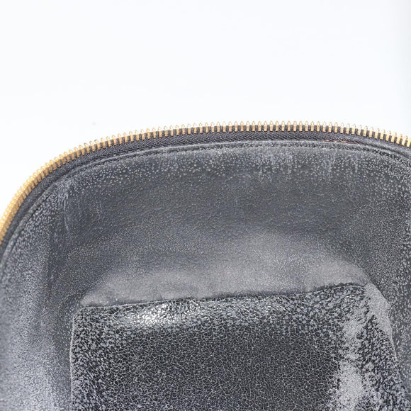 GUCCI Bamboo Vanity Hand Bag Patent leather Black Gold Auth 181163