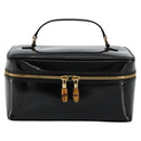 GUCCI Bamboo Vanity Hand Bag Patent leather Black Gold Auth 181163-13