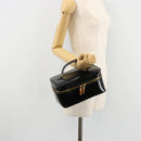 GUCCI Bamboo Vanity Hand Bag Patent leather Black Gold Auth 181163-20