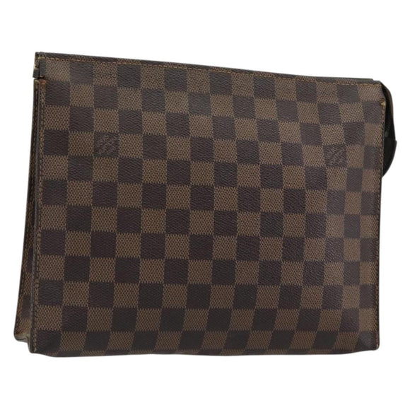 LOUIS VUITTON Damier Ebene Poche Toilette 26 Pouch N47543 LV Auth 181164