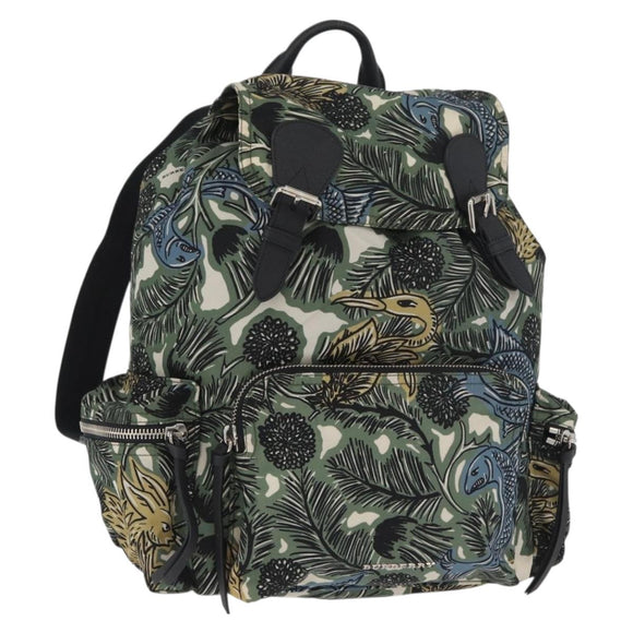 BURBERRY Rucksack Nylon Grün Silber Auth 181165A