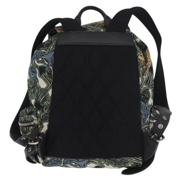 BURBERRY Rucksack Nylon Grün Silber Auth 181165A