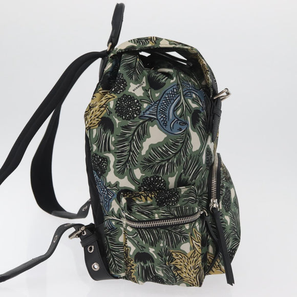 BURBERRY Rucksack Nylon Grün Silber Auth 181165A