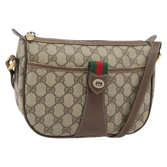 GUCCI GG Supreme Web Sherry Line Bag PVC Beige Gold 89 02 032 Auth 181166