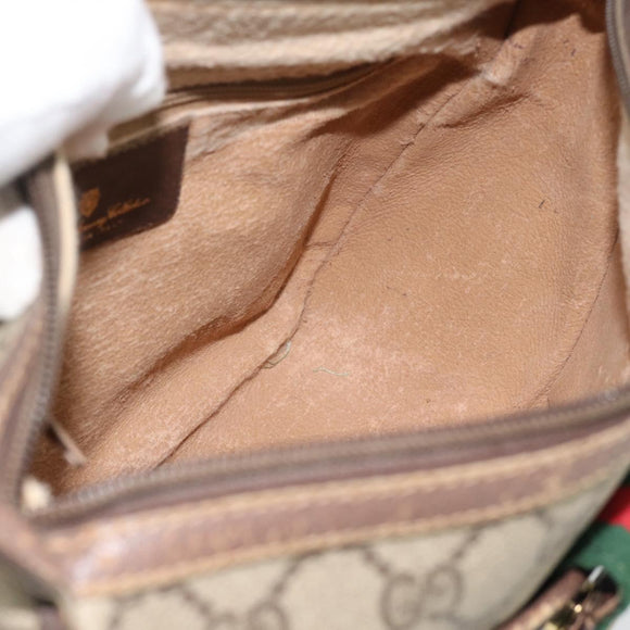 GUCCI GG Supreme Web Sherry Line Bag PVC Beige Gold 89 02 032 Auth 181166