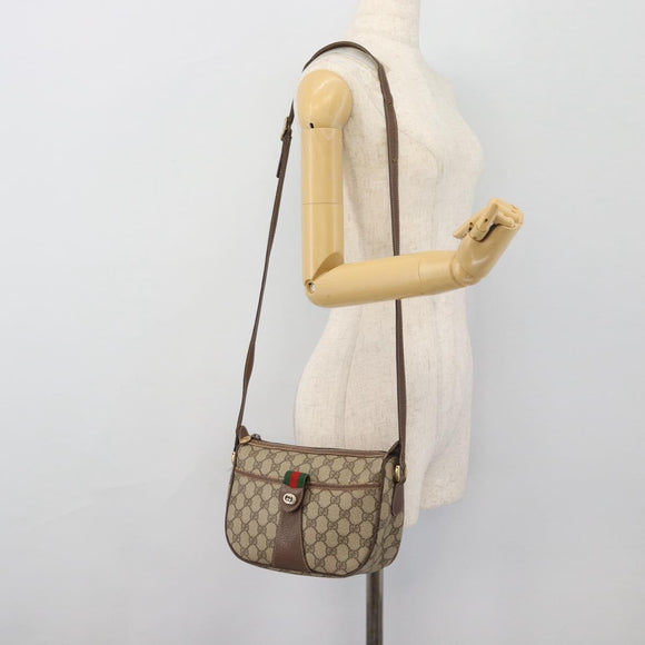 GUCCI GG Supreme Web Sherry Line Bag PVC Beige Gold 89 02 032 Auth 181166