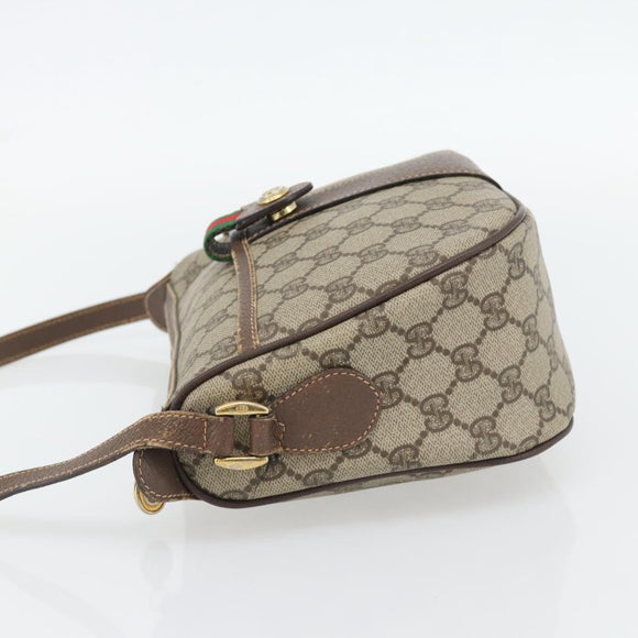 GUCCI GG Supreme Web Sherry Line Bag PVC Beige Gold 89 02 032 Auth 181166