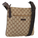 GUCCI GG Canvas Shoulder Bag Beige Silver 122793 Auth 181168-1