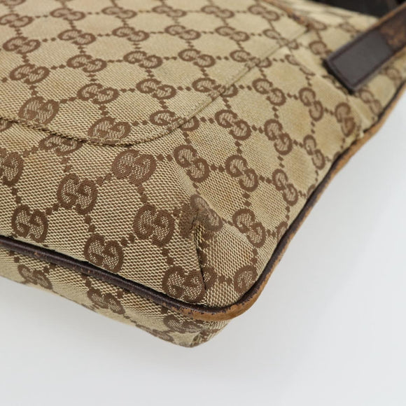 GUCCI GG Canvas Shoulder Bag Beige Silver 122793 Auth 181168