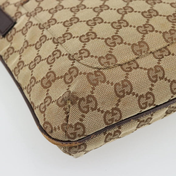 GUCCI GG Canvas Shoulder Bag Beige Silver 122793 Auth 181168