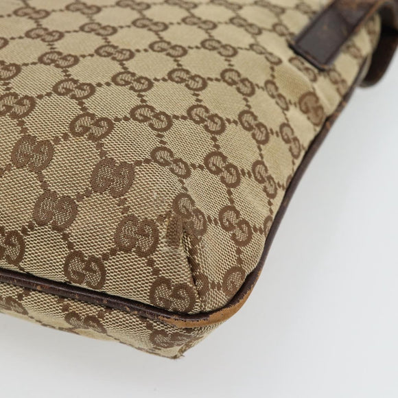 GUCCI GG Canvas Shoulder Bag Beige Silver 122793 Auth 181168