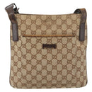 GUCCI GG Canvas Shoulder Bag Beige Silver 122793 Auth 181168-2