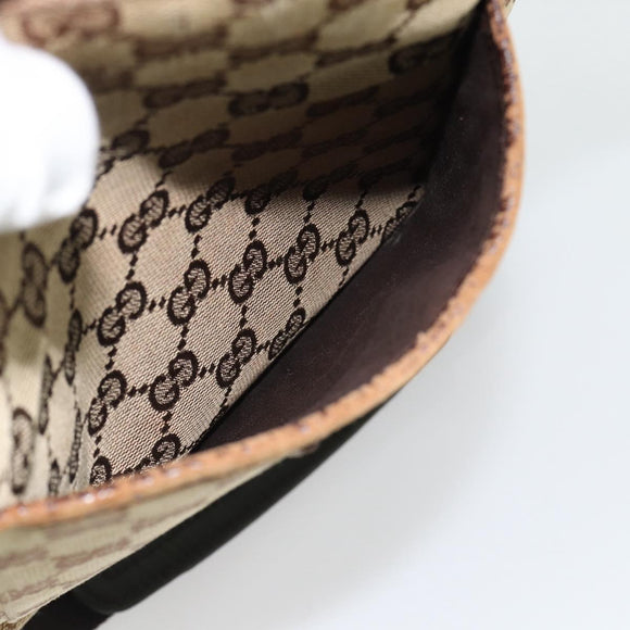 GUCCI GG Canvas Shoulder Bag Beige Silver 122793 Auth 181168