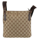 GUCCI GG Canvas Shoulder Bag Beige Silver 122793 Auth 181168-3