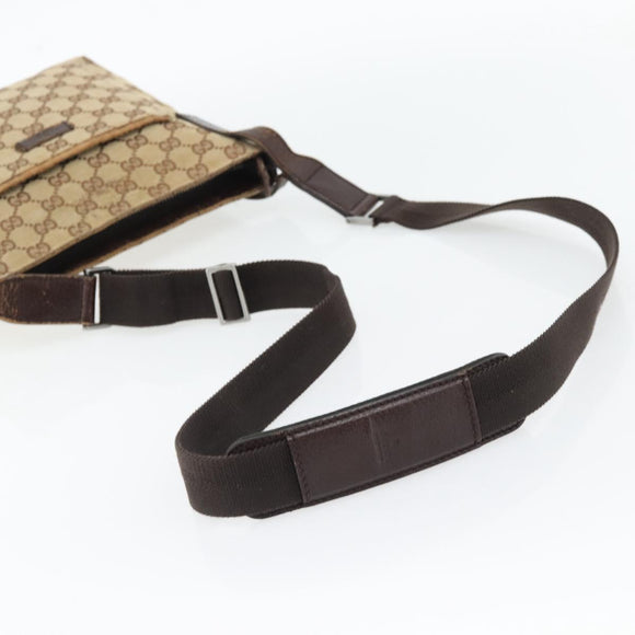GUCCI GG Canvas Shoulder Bag Beige Silver 122793 Auth 181168